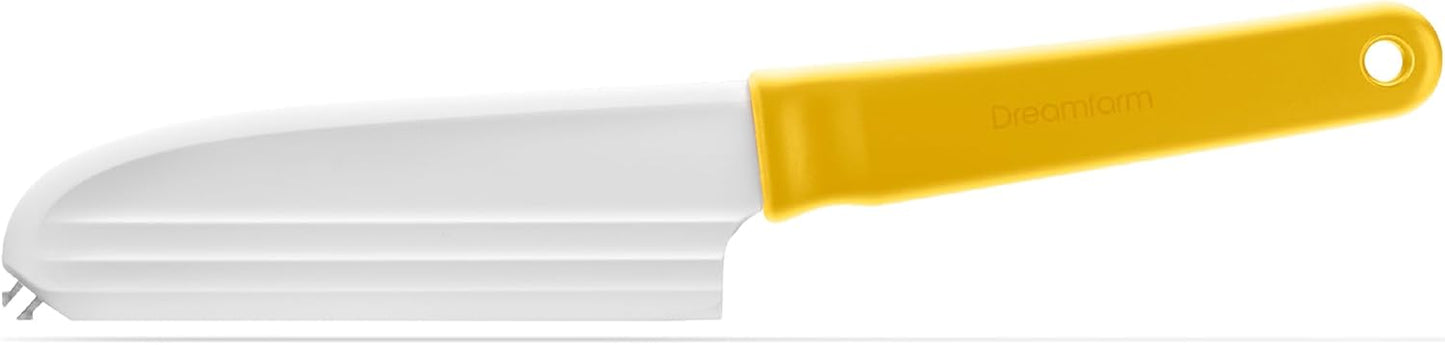 Dreamfarm Knibble Lite 3-In-1 Non-Stick Cheese Knife for Charcuterie, Slicing, Spreading, with Built-In Fork to Serve & Share Foods - 9" Black
