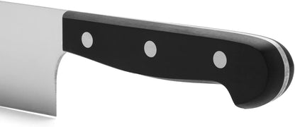 Arcos Usuba Knife 7 Inch Nitrum Stainless Steel and 175 mm Blade. Very useful utensil for professional peeling and chopping of vegetables. Polyoxymethylene (POM) handle. Series Universal. Color Black