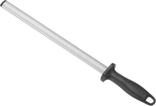 uxcell 12 Inch Diamond Sharpening Steel Honing Rod, High Hardness Sharpening Rod Knife Sharpener Steel for Kitchen Knife Silver