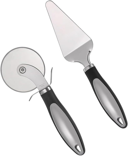 3-Inch (7.62cm) Stainless Steel Pizza Cutter Wheel with Pie Server - Sharp Anti-Rust Pizza Slicer with Non-Slip Handle & Finger Guard, Dishwasher Safe for Home Kitchen & Pizza Night