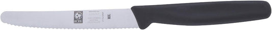 ICEL 4.25 Inch Serrated Edge Steak Knife, High Carbon German Stainless Steel Razor Sharp Blade, Textured Non-Slip Red Polypropylene Handle