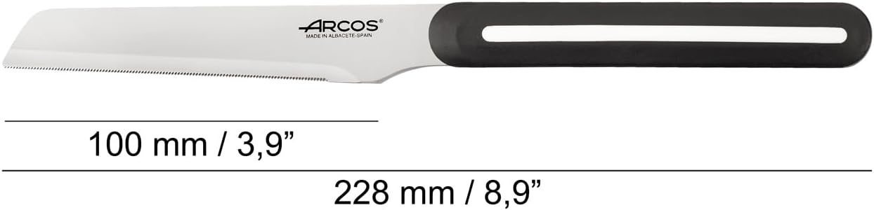 Arcos Paring Knife Set of 3 Pieces 4 Inch Stainless Steel. Colorful Kitchen Knives for Peeling Fruits and Vegetables. Ergonomic Polypropylene Handle. Serie B-Line. Color Orange, Red and Green.