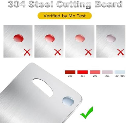 URMONA 3 PCS 304 Stainless Steel Cutting Board For Kitchen, Non-Staining&Odor-Free, Burr-Free Edges, Dishwasher Safe, Non Toxic Cutting Board（S+M+L）
