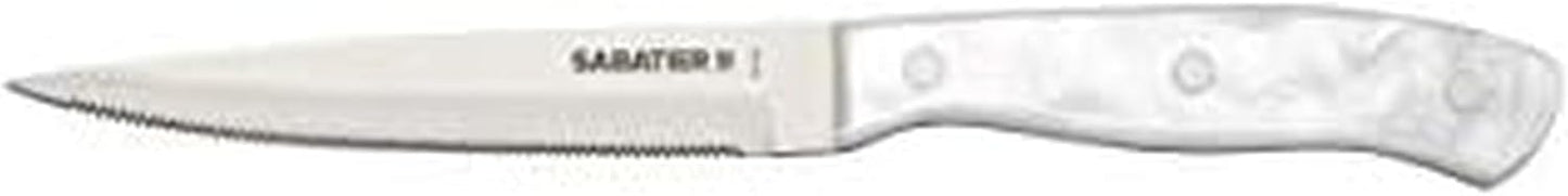 Sabatier Triple Riveted Serrated Utility Knife, 5-Inch, Razor-Sharp Kitchen Knife to Cut Fruit, Vegetables and more, High-Carbon Stainless Steel, Gray