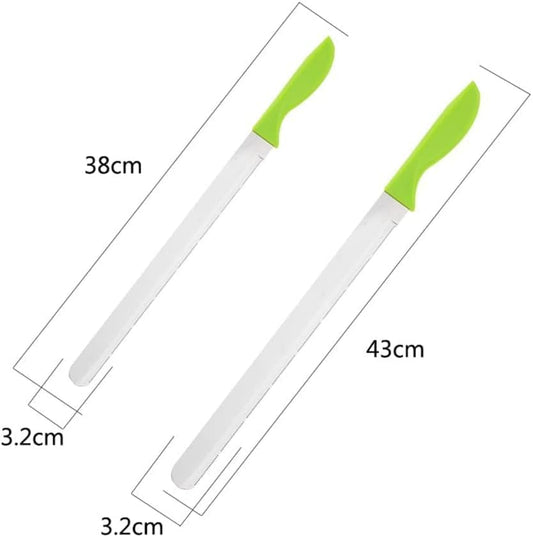10Inch/12Inch Stainless Steel Cake Knife Plastic Handle Baking Pastry Spatulas Serrated Bread Knife Kitchen Baking Tool (12 inch)