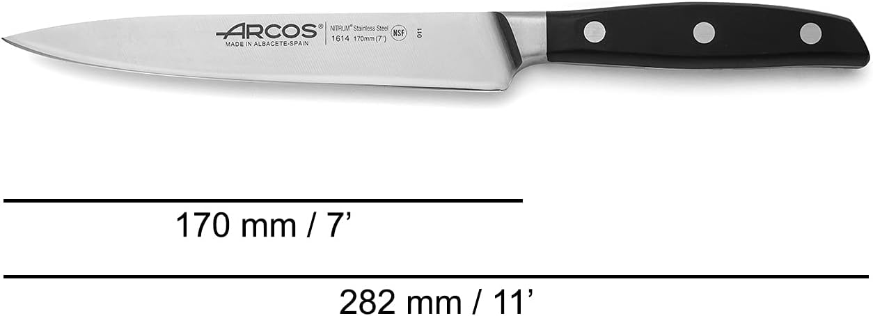 Arcos Forged Paring Knife 4 Inch Stainless Steel. Sharp Kitchen Knife for Peeling Fruits and Vegetables. Ergonomic Polyoxymethylene Handle and 100mm Blade. Series Manhattan. Color Black