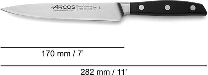 Arcos Forged Paring Knife 4 Inch Stainless Steel. Sharp Kitchen Knife for Peeling Fruits and Vegetables. Ergonomic Polyoxymethylene Handle and 100mm Blade. Series Manhattan. Color Black