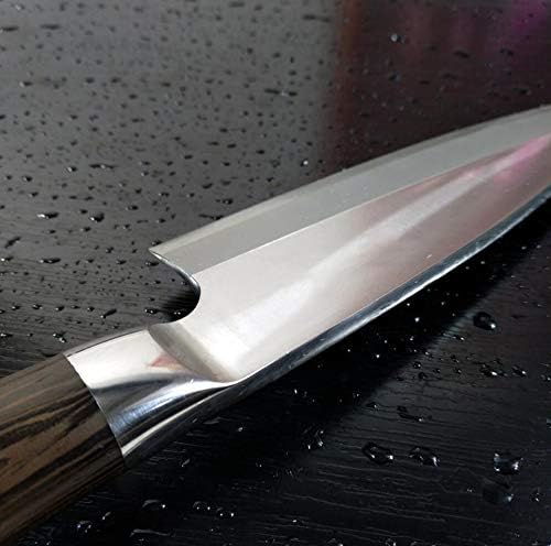 Left Handed Deba Knife 7 Inch(180mm), Single Bevel Japanese Style Fish Fillet Knife, High Carbon German Steel, Natural Wood Handle