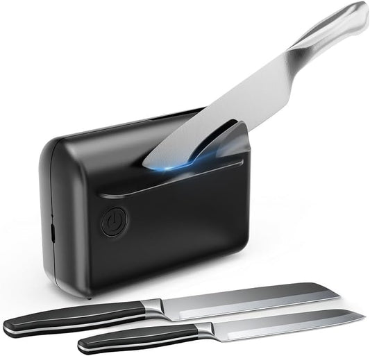 Electric Knife Sharpener, Professional Rechargeable Kitchen Knife Sharpener With Diamond Abrasives and Precision Angle Guides, Quick Sharpening for Straight Edge and Serrated Knives in Home & Kitchens
