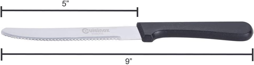 CUISINOX Black Handle Stainless Steel Steak Knives, Set of 12