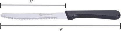 CUISINOX Black Handle Stainless Steel Steak Knives, Set of 12