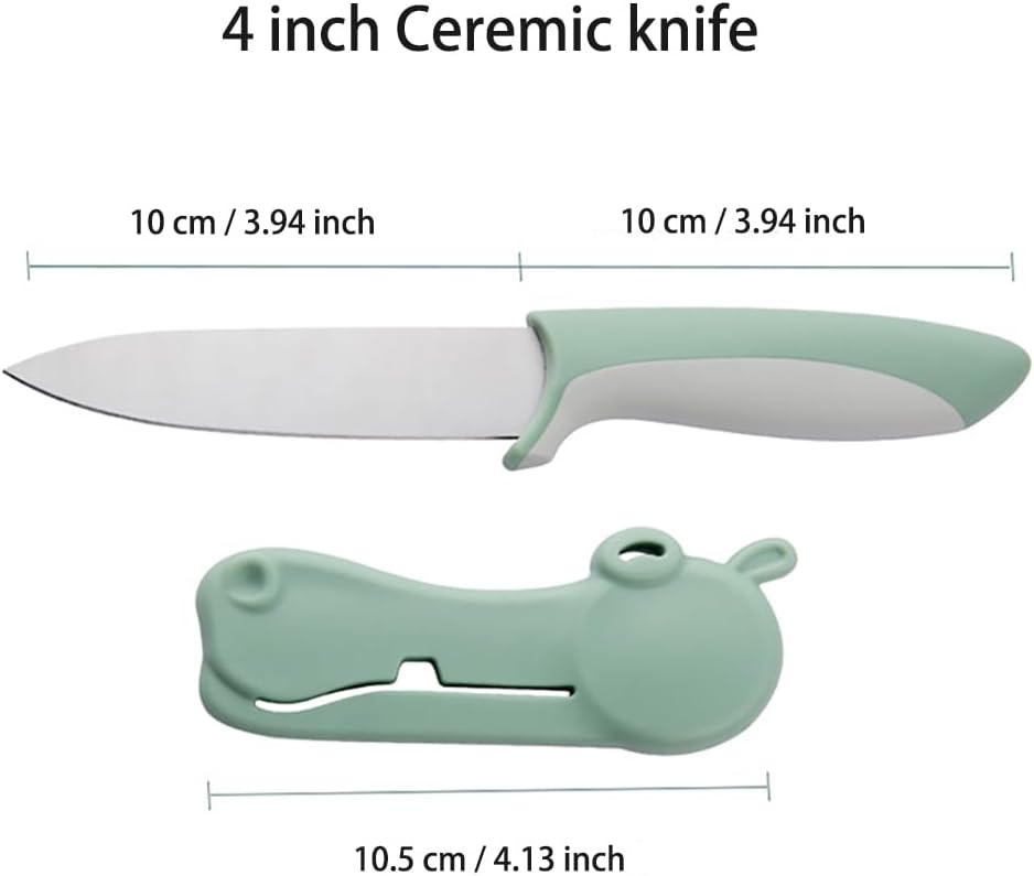 3 PCS Colorful Knivies Set, 4 Inch Ceramic knife 3 PCS Knives with Zirconia Blade and Sheath Covers,use for meat fruit vegetable and bread (green blue and pink)