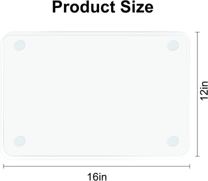 Tempered Glass Cutting Board,Set of Glass Cutting Board for Kitchen Counter,Clear Glass,with Non-Slip Feet, Scratch Resistant,Heat Resistant, 12x16&12x8 inch 2PCS,Easy to Clean