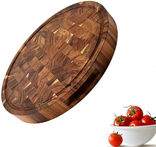 Wood End Grain Cutting Boards Wooden Butcher Block Meat Cutting Wood Thick Board Round Wood Chopping Boards, Brown