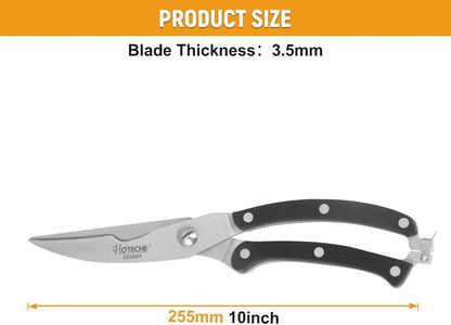 Hoteche 10-Inch Poultry Shears – Heavy Duty Kitchen Shears for Cutting Chicken, Meat & Bones – Stainless Steel Professional Kitchen Scissors with Non-Slip Handle