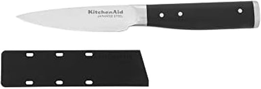 KitchenAid Gourmet Forged Triple Rivet Bread Knife with Custom-Fit Blade Cover, 5-inch, Sharp Kitchen Knife, High-Carbon Japanese Stainless Steel Blade, Black