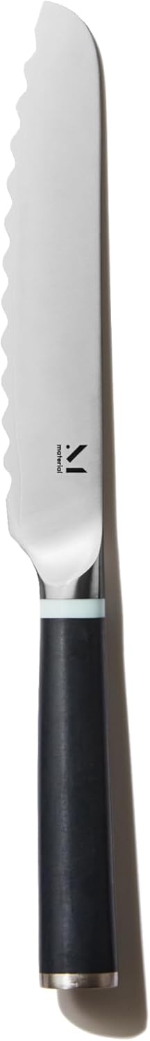 Material, Serrated Bread Knife 6", Bread Knife for Homemade Bread, Serrated Kitchen Knife, Carbon Stainless Steel Santoku-Inspired Blade, Razor-Sharp addition to your Chef Knife Set, Almost Black