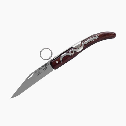 Okapi Lock 907E Folding Knife | Stainless Steel Blade | Lockback Pocket Knife with Wood Handle and Locking Ring
