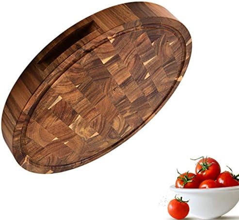 Wood End Grain Cutting Boards Wooden Butcher Block Meat Cutting Wood Thick Board Round Wood Chopping Boards, Brown