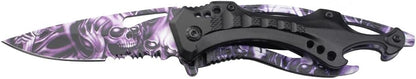 Tac-Force Folding Pocket Knife, 3.25-inch Serrated Blade, Orange Aluminum Handle, 7.75-inch Overall Length TF-705EM
