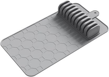 Silicone Knife Drawer Organizer, 2026 Upgraded Knife Organizer Drawer Insert for Kitchen, Non-Slip In Drawer Knife Holder for 8-10 Slots, Dishwasher Safe (Grey)