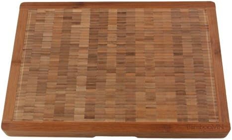 BambooMN Premium Bamboo End Grain Kitchen Cutting Board Flat - 7" x 7" x 1" - 1 Piece