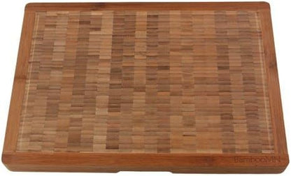 BambooMN Premium Bamboo End Grain Kitchen Cutting Board Flat - 7" x 7" x 1" - 1 Piece