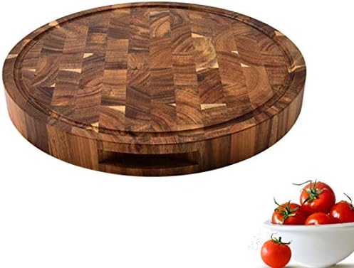 Wood End Grain Cutting Boards Wooden Butcher Block Meat Cutting Wood Thick Board Round Wood Chopping Boards, Brown