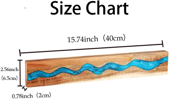 Magnetic Knife Holder, 15.7 Inch Walnut Wood and Resin Magnetic Knife Bar for Wall, Heavy Duty Magnet Holds 8 Knives, Handcrafted Ocean Blue (Ocean's Embrace)