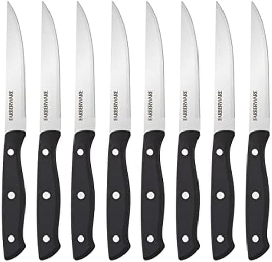 Steak Knives Set of 8 - High-Carbon Stainless Steel Blades, Triple Rivet Ergonomic Handles, Sharp Fine-Edge Steak Knife Set, 4.5 Inch Blades