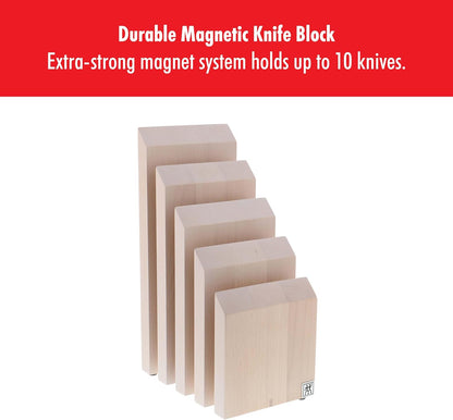 Slanted Magnetic Knife Block, Made in Italy, Natural Beechwood Kitchen Knife Holder, Contemporary Countertop Storage