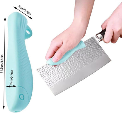 4 Pack Kitchen Knife Chopping Helper Chef Knife Back Cover Rubber Gripper Pads Meat Cutting Aid for Kitchen Knife Set Chef's Knife Boning Knife Fillet Knife Santoku Nakiri Knife Chef Knive
