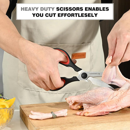 Kitchen Cooking Shears Heavy Duty Kitchen Scissor with, Detachable, All Purpose Scissors, Dishwasher Safe Scissors, Serrated Blades, Nutcracker and Bottle Opener function included (1 Pack)