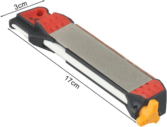 Double Sided Cutter Sharpener For Camping And Kitchen Use Perfect For Quick Maintenance Adamas Material Red Yellow Color 17X3cm(Red)