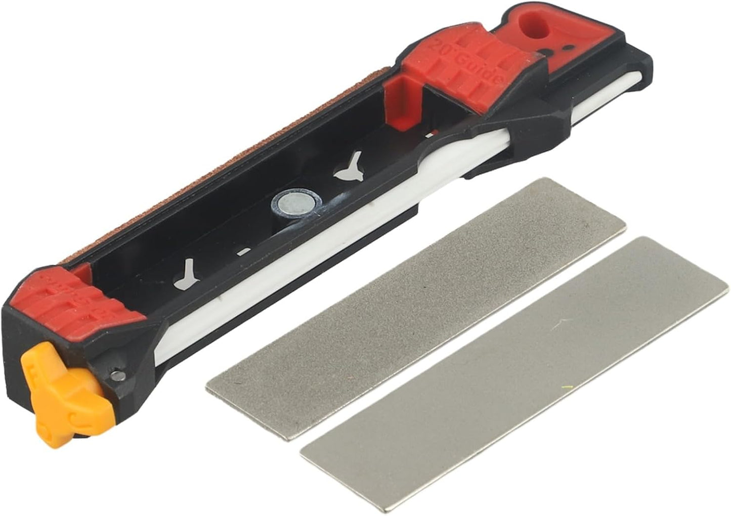 Double Sided Cutter Sharpener For Camping And Kitchen Use Perfect For Quick Maintenance Adamas Material Red Yellow Color 17X3cm(Red)