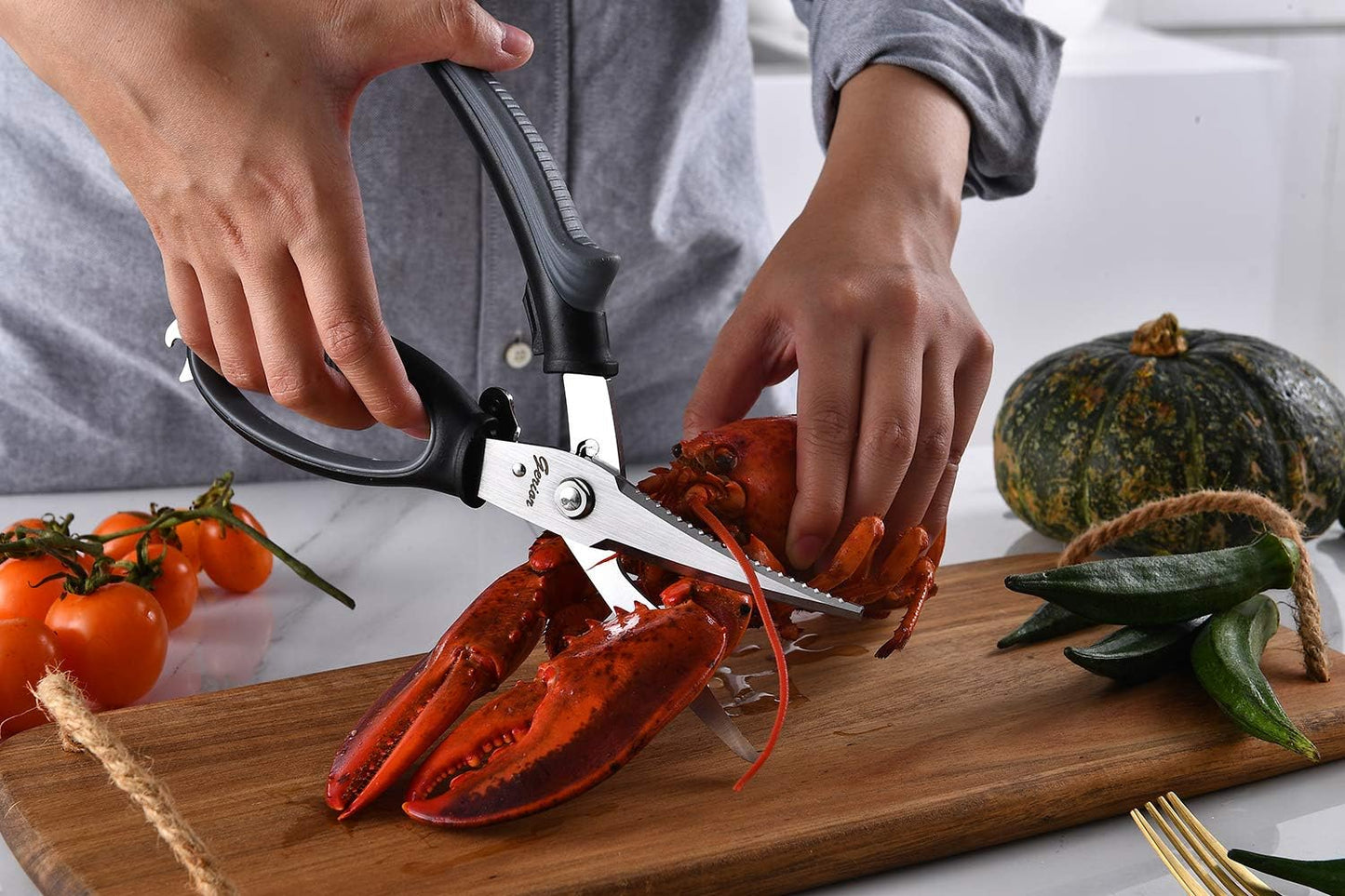 Poultry Shears - Heavy Duty Kitchen Scissors for Cutting Chicken, Poultry, Game, Bone, Meat - Chopping Food - Spring Loaded