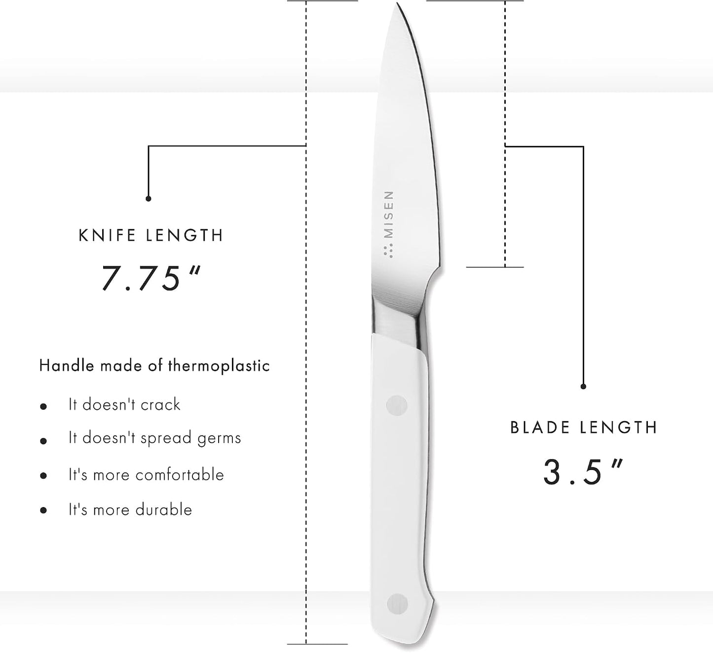 3.5‑Inch Paring Knife 2.0 - AICHI ACUTO440 High‑Carbon Stainless Steel, Rust‑Proof Blade - Ergonomic Spine, Precision Peeling, Trimming, and Slicing - Lightweight & Versatile - Black