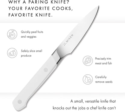 3.5‑Inch Paring Knife 2.0 - AICHI ACUTO440 High‑Carbon Stainless Steel, Rust‑Proof Blade - Ergonomic Spine, Precision Peeling, Trimming, and Slicing - Lightweight & Versatile - Black