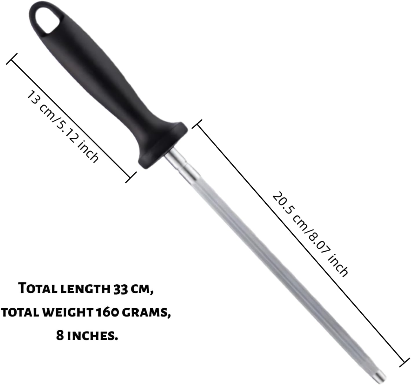 Kitchen Knife Sharpener Rod-13 Inches Professional Carbon Steel Knife Sharpening Honing Rod with Hanging Holes for Household, Chef, Daily Maintenance 1pcs