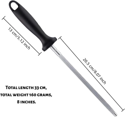Kitchen Knife Sharpener Rod-13 Inches Professional Carbon Steel Knife Sharpening Honing Rod with Hanging Holes for Household, Chef, Daily Maintenance 1pcs