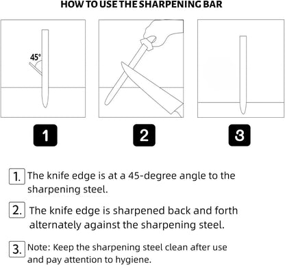 Kitchen Knife Sharpener Rod-13 Inches Professional Carbon Steel Knife Sharpening Honing Rod with Hanging Holes for Household, Chef, Daily Maintenance 1pcs