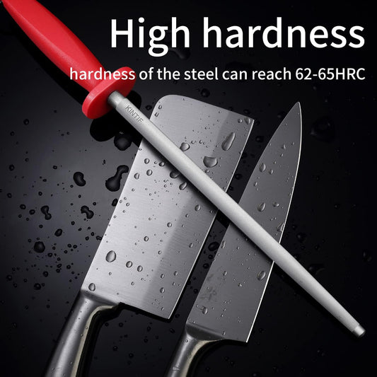10 inch Honing Steel Honing Rod, Kitchen Knife Sharpener, High Carbon Steel, Fine Lines, High hardness,Helps Repair Restore Polish Blades Sharpening Steel
