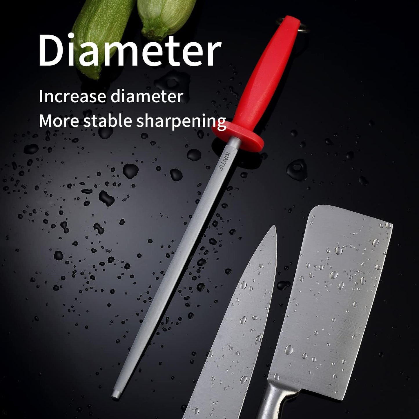 10 inch Honing Steel Honing Rod, Kitchen Knife Sharpener, High Carbon Steel, Fine Lines, High hardness,Helps Repair Restore Polish Blades Sharpening Steel
