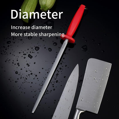 10 inch Honing Steel Honing Rod, Kitchen Knife Sharpener, High Carbon Steel, Fine Lines, High hardness,Helps Repair Restore Polish Blades Sharpening Steel