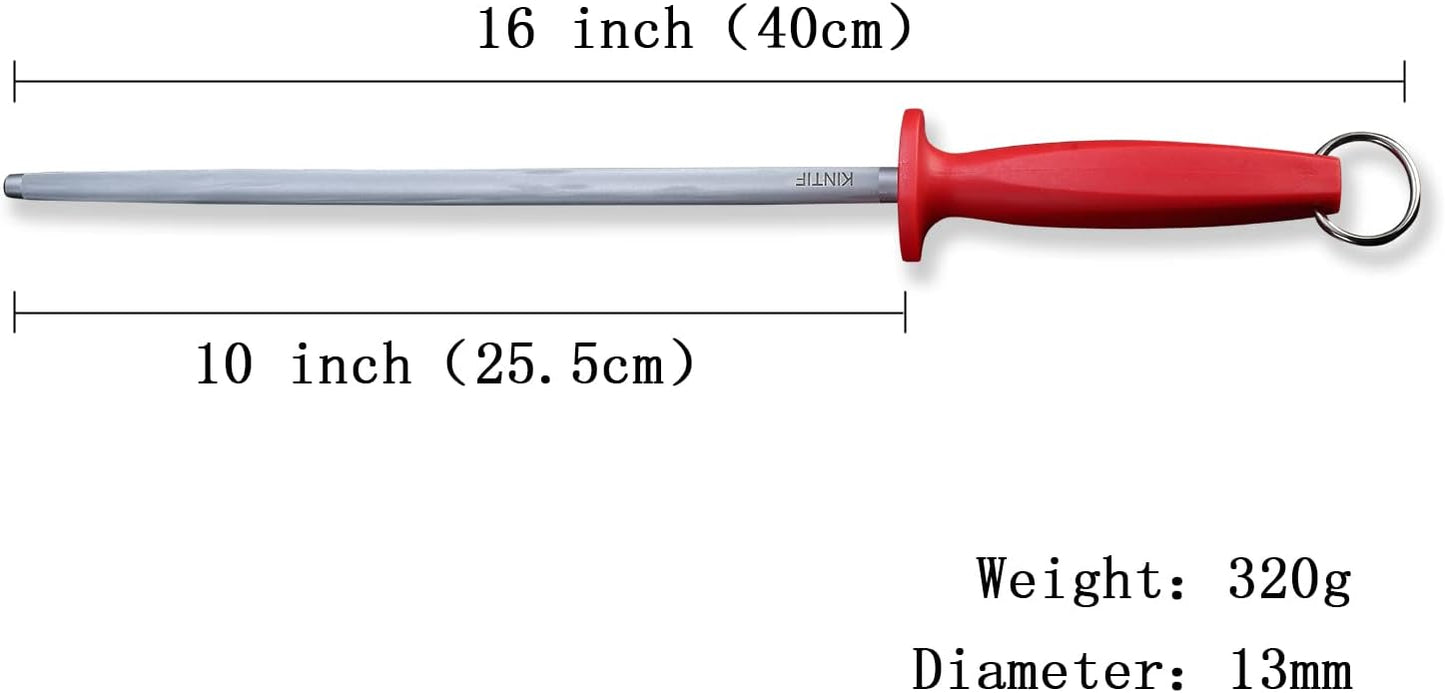 10 inch Honing Steel Honing Rod, Kitchen Knife Sharpener, High Carbon Steel, Fine Lines, High hardness,Helps Repair Restore Polish Blades Sharpening Steel