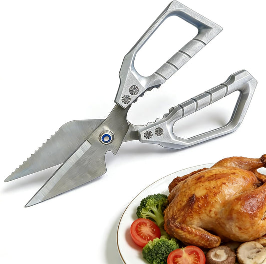 Heavy Duty Kitchen Scissors,Sharp Stainless Blades with ABS Handle | Anti-Slip Grip,Silver Poultry Shears Idea for Cutting Fish,Meat,Bones and Vegetables,Dishwasher Safe