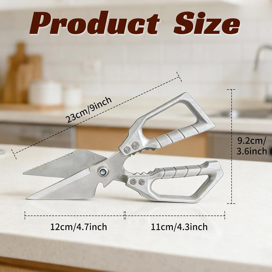 Heavy Duty Kitchen Scissors,Sharp Stainless Blades with ABS Handle | Anti-Slip Grip,Silver Poultry Shears Idea for Cutting Fish,Meat,Bones and Vegetables,Dishwasher Safe