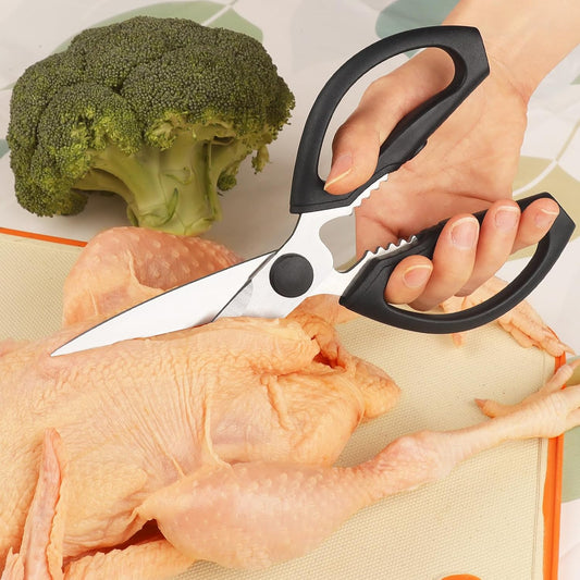 Kitchen Scissors, Heavy Duty Kitchen Shears with Sharp Stainless Steel Blades, Dishwasher Safe Cooking Scissors for Cutting Meat, Fish, Vegetables, Black