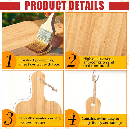 18 Pcs Cutting Board Bulk 15" x 7" Original Bamboo Chopping Board with Handle Wood Charcuterie Plank Engraving Serving Kitchen Planks for Wedding Housewarming Gift(Original Bamboo Color)