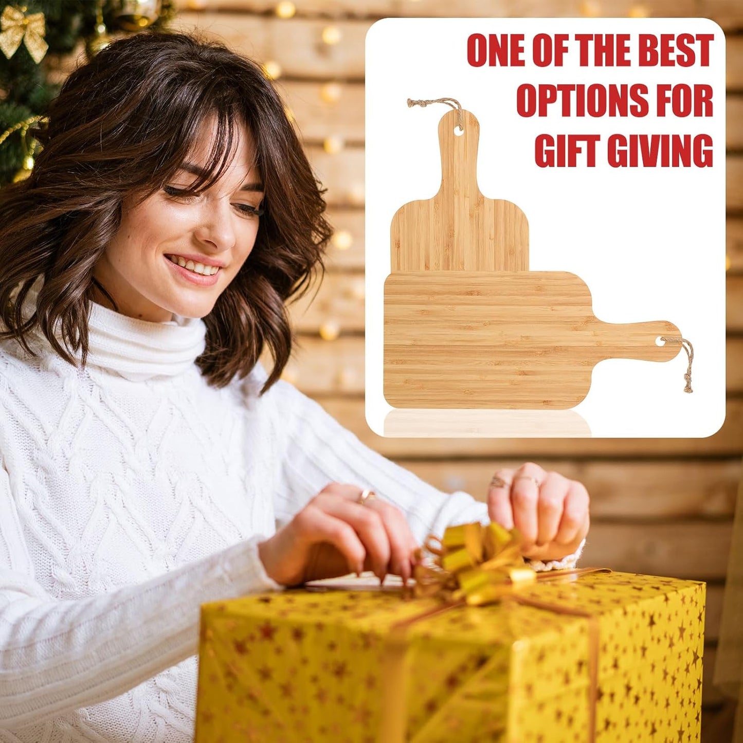 18 Pcs Cutting Board Bulk 15" x 7" Original Bamboo Chopping Board with Handle Wood Charcuterie Plank Engraving Serving Kitchen Planks for Wedding Housewarming Gift(Original Bamboo Color)